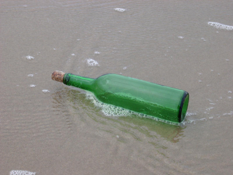 message in a bottle: concept of communications and luck in contacting someone