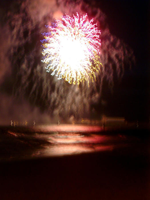blurred firework effect in pink and yellow