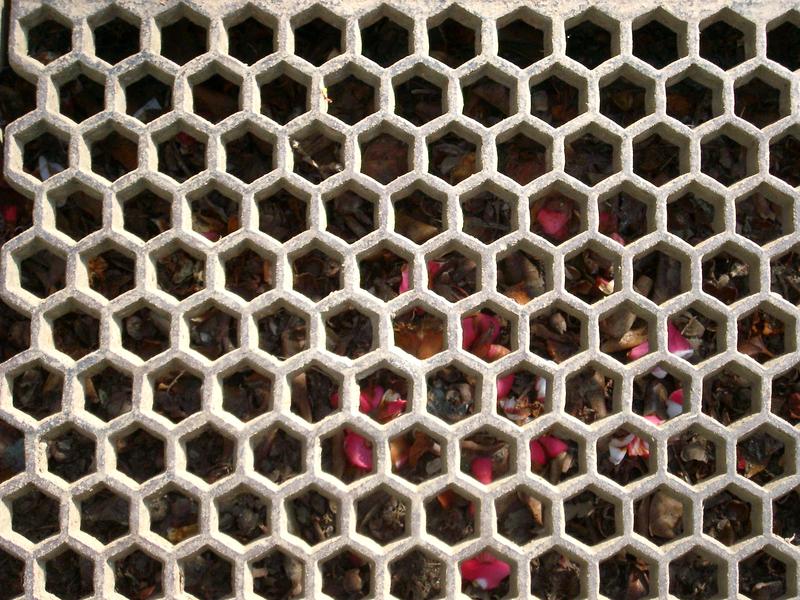 tessellated hexagonal pattern on a metal grid