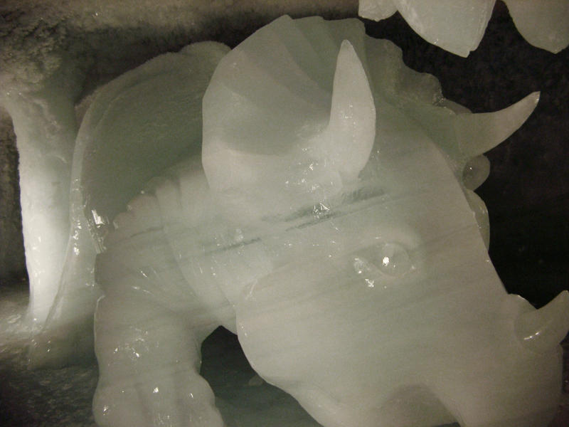 carved ice sculptures in an ice gave grotto