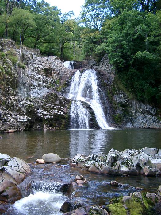 a water fall in north wales, rhaeadr mawddach