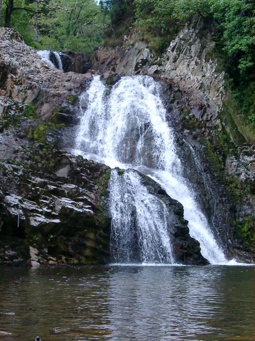 a water fall in north wales, rhaeadr mawddach