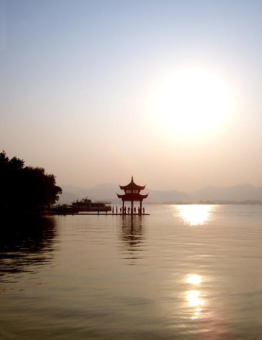 sunset overlooking the lake