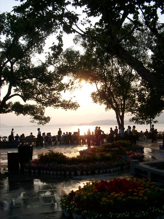 sunset overlooking the lake