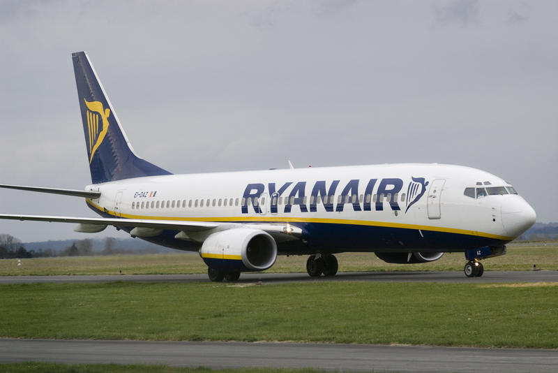a ryanair plane on the ground