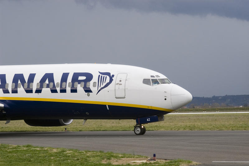 a ryanair plane on the ground