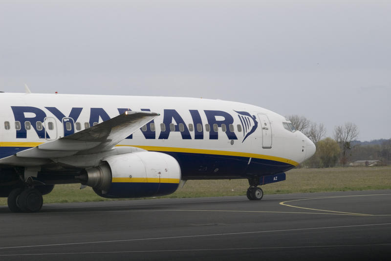 a ryanair plane on the ground