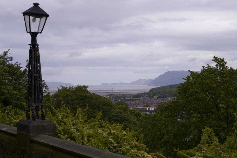 looking down to the town of bangor from the main university building