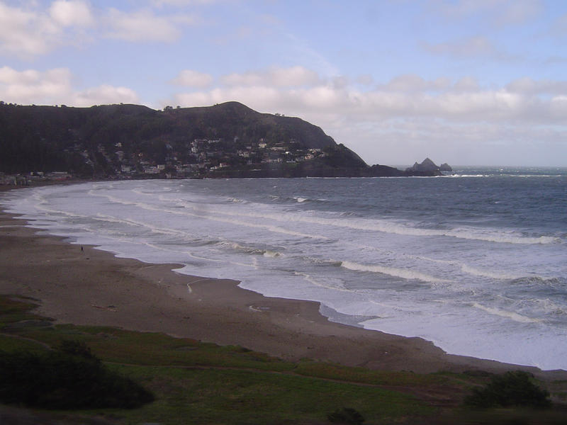 waves breaking on the california coast