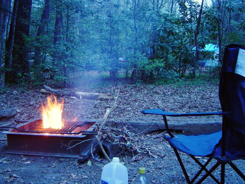 fire burning in a camp ground fire hearth