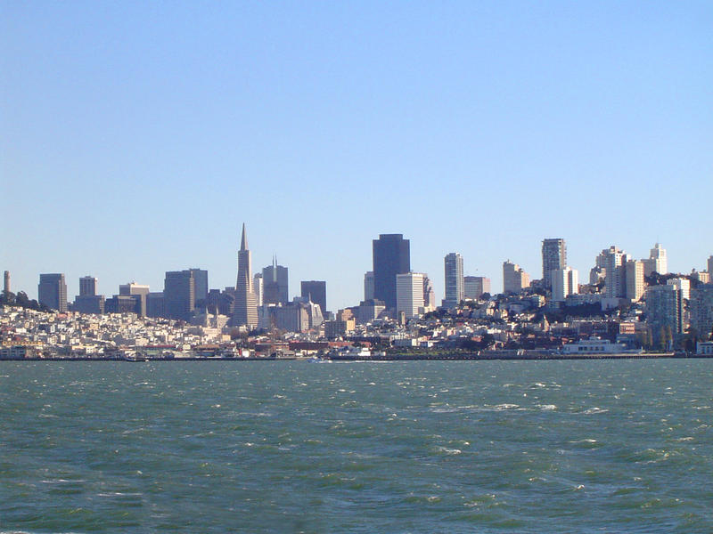 view across the san francisco bay to downtown SF