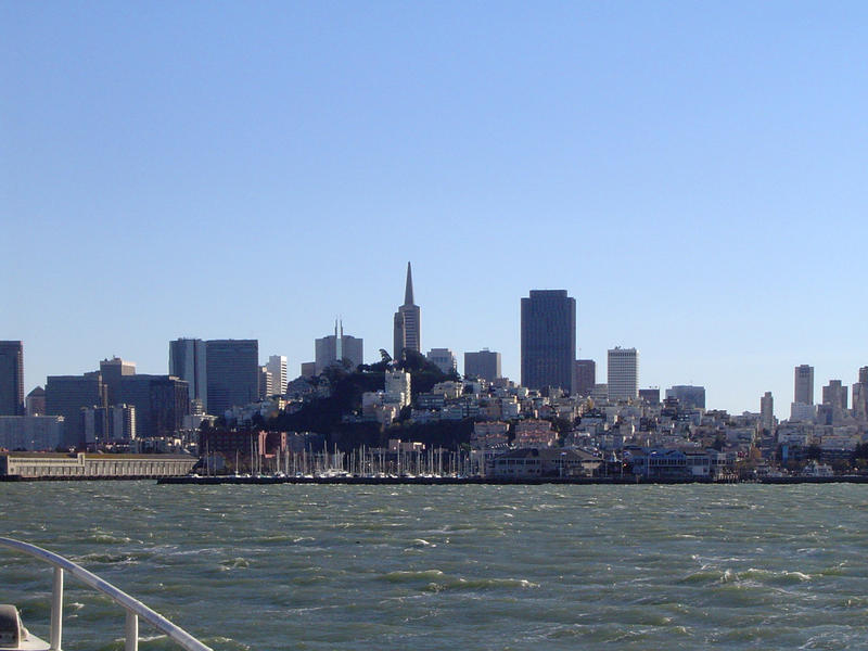 view across the san francisco bay to downtown SF