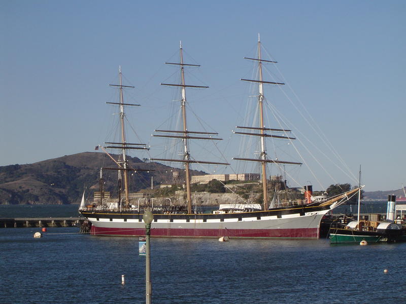 a square rigged wooden sailing ship