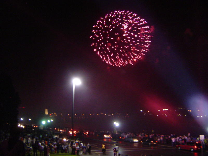 a firework display at niagara falls