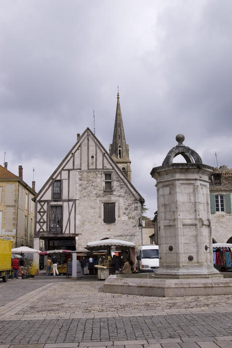 the central market square in a pretty french village