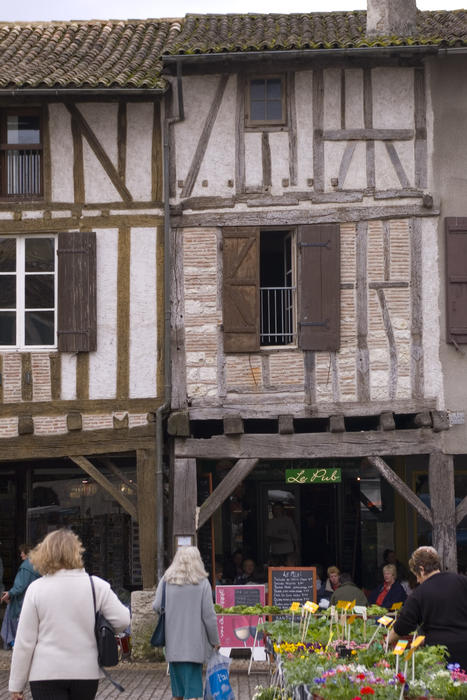 the central market square in a pretty french village