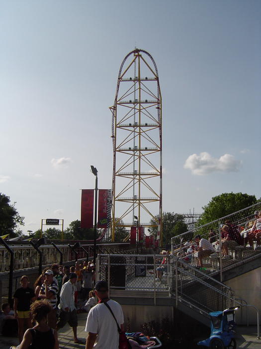 a metal frame rollercoaster and an american theme park - not model released