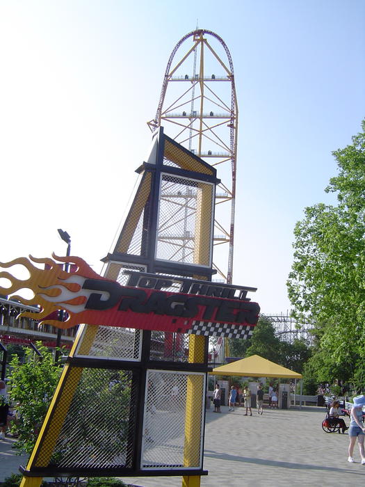 a metal frame rollercoaster and an american theme park - not model released