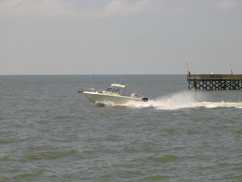 a motor yacht passing by