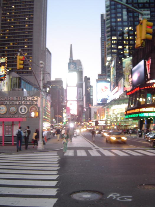 bright lights of new yorks famous times square at night