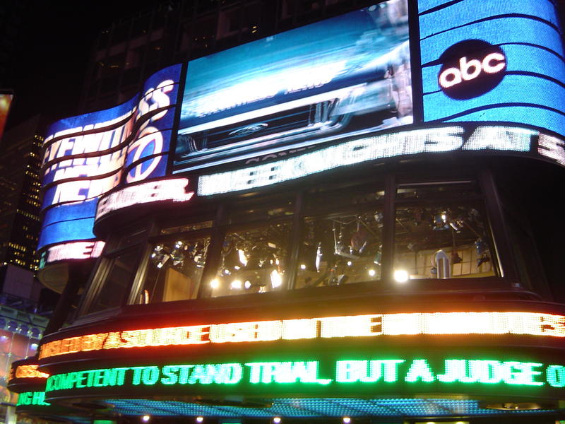 bright lights of new yorks famous times square at night