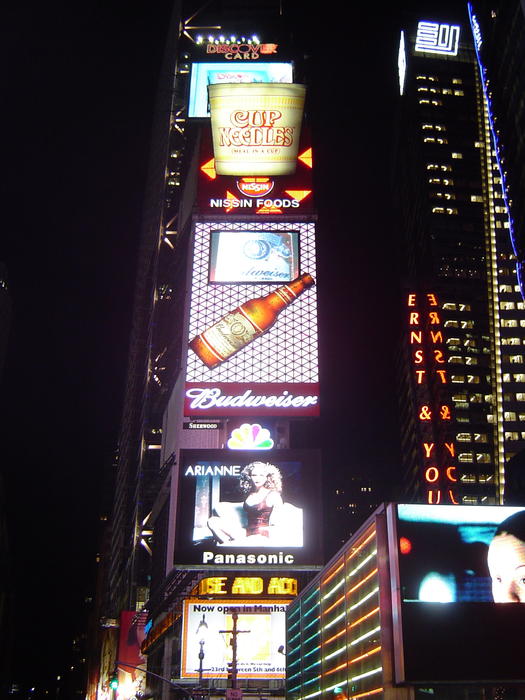 bright lights of new yorks famous times square at night