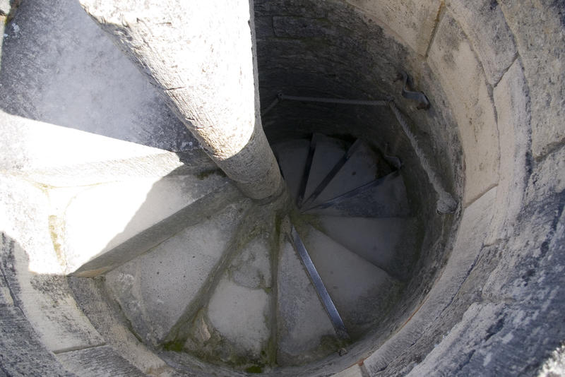 stone staircase in a french church tower