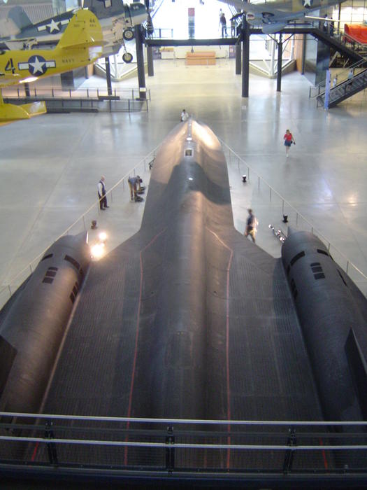 US Airforce Stealth Reconnaissance aircrft on display in a museum