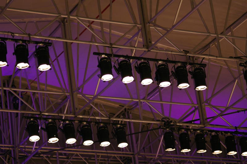 an array stage lighting spotlights