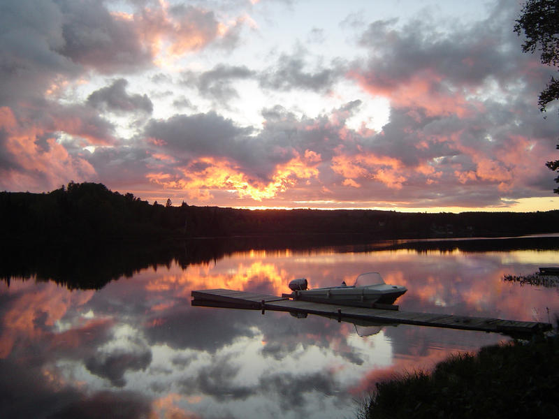 sunset over a lake in Algonquin provincial park, Ontario, Canada