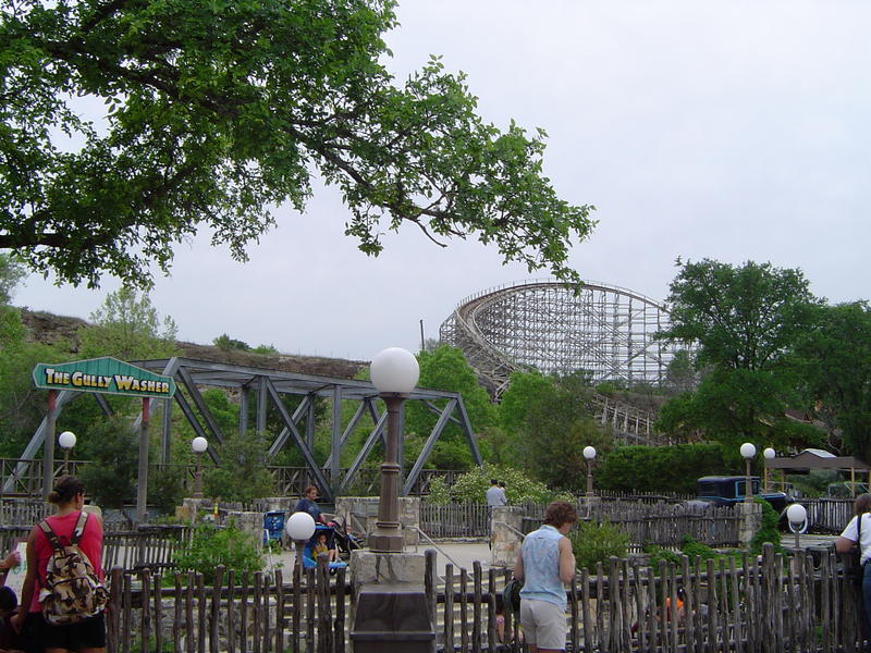 a wooden rollercoaster at an american theme park - not model released
