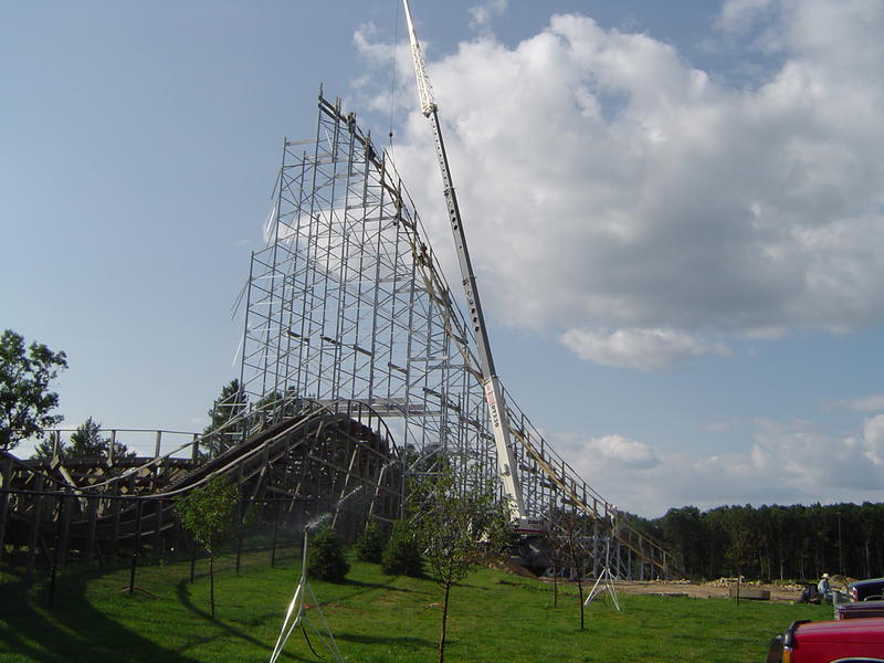 a wooden rollercoaster at an american theme park - not model released