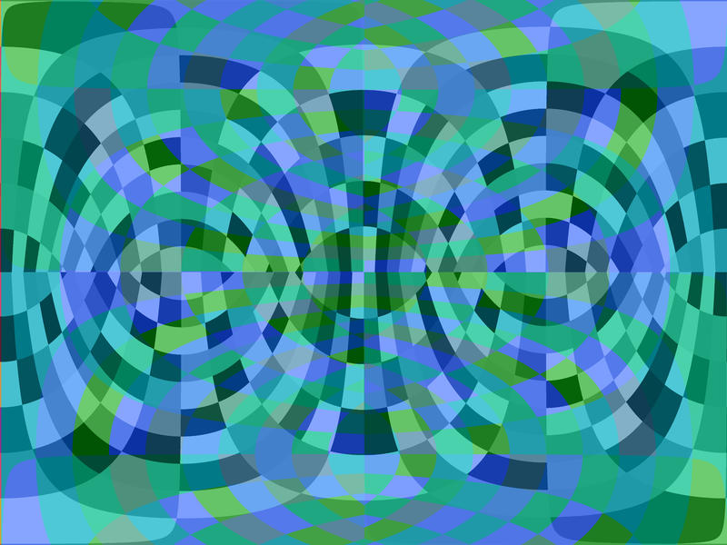 blue green coloured shapes forming intersecting and overlapping curves and lines