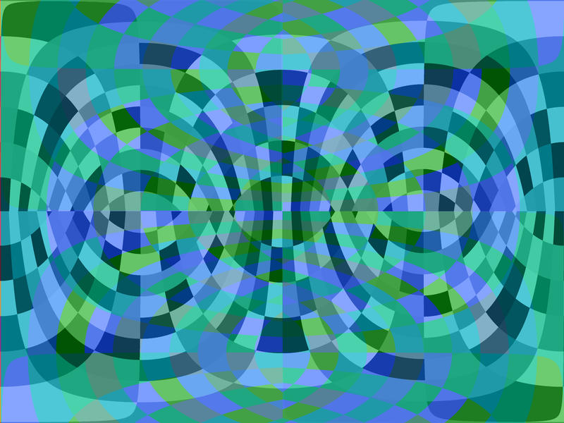 blue green coloured shapes forming intersecting and overlapping curves and lines