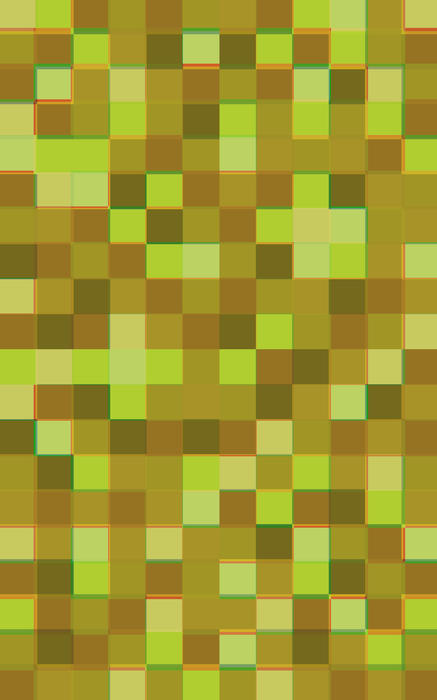 mosaic squares witn a green natural organic palette and random overlapping edges