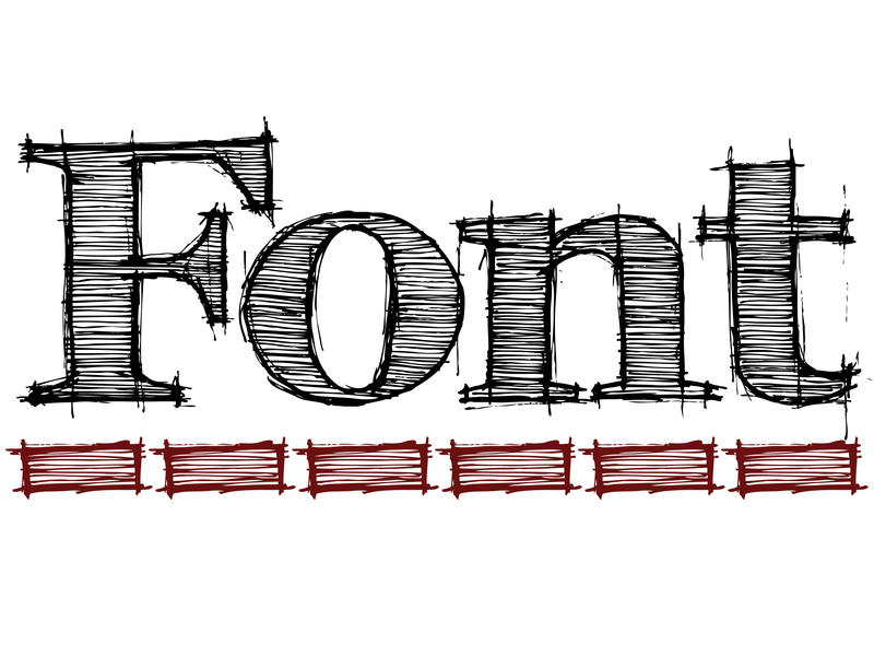 graphic design lettering spelling the word font underlined in red