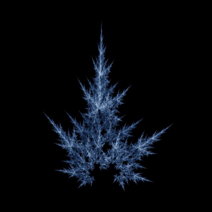 a fractal pattern that looks similar to an ice crystal or CG tree