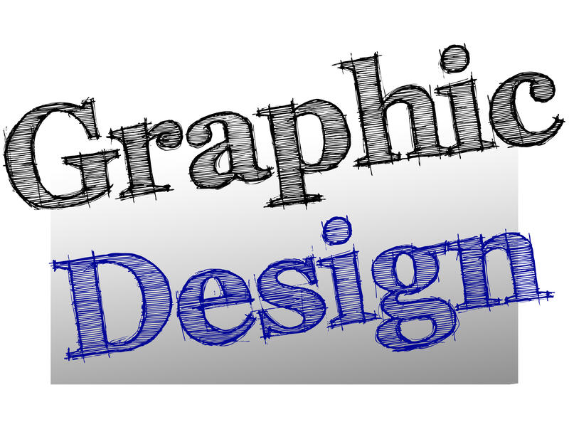 graphic lettering spelling out Graphic Design in a hand drawn style on a grey graduated background