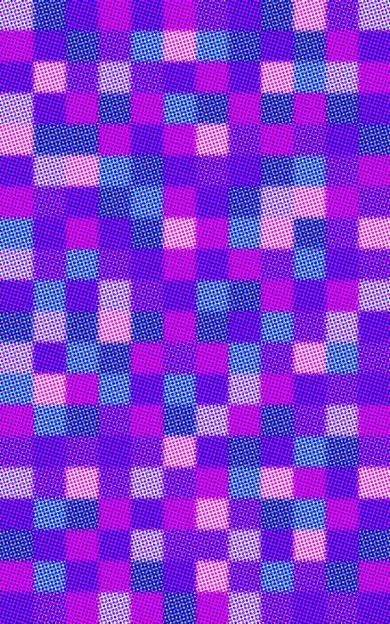 colourful checked pattern of halftoned squares 