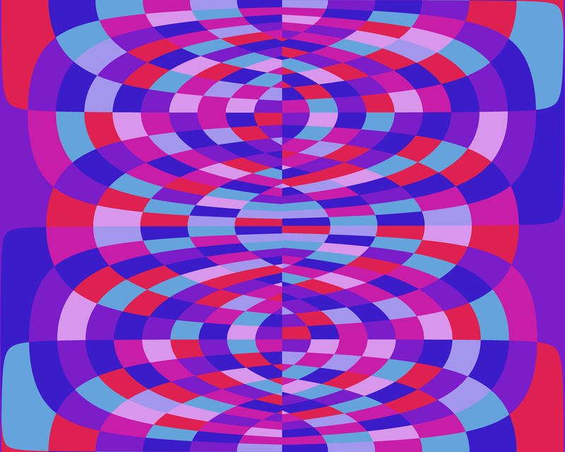 abstract graphic featuring pinks and blues forming 'magenetic lines' towards the centre of the picture