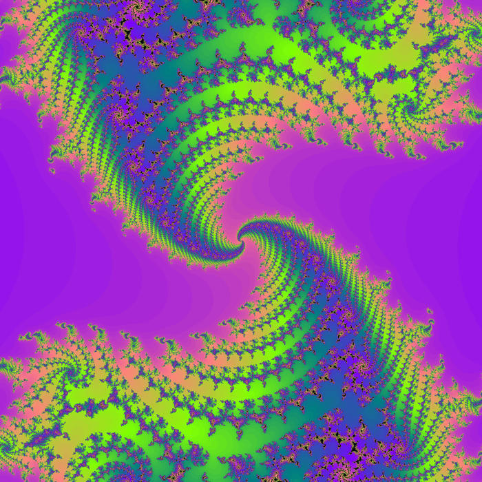 an infinite repeating fractal patter with rainbow colours