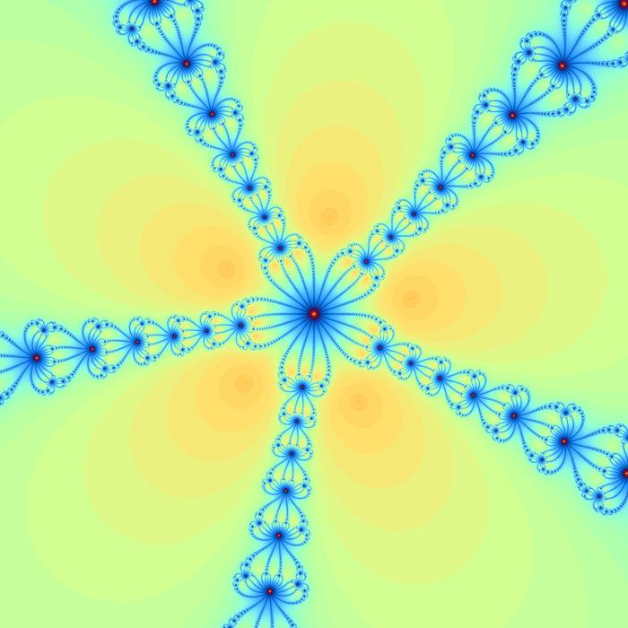 a 5th order fractal pattern with organic lines and a graduated green and yellow background