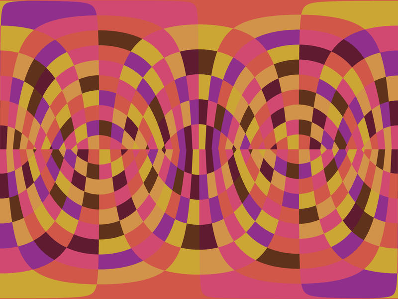 an orange backdrop of overlapping and transparent lines forming a distorted curved compostion