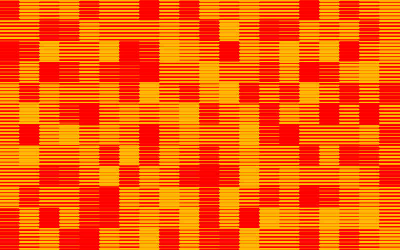 a halftone lined pattern of bright orange and red colours