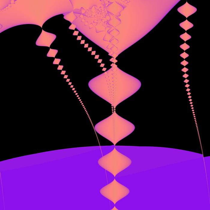 a bizzare sci-fi esque fractal rendering of twisting pink streamers
