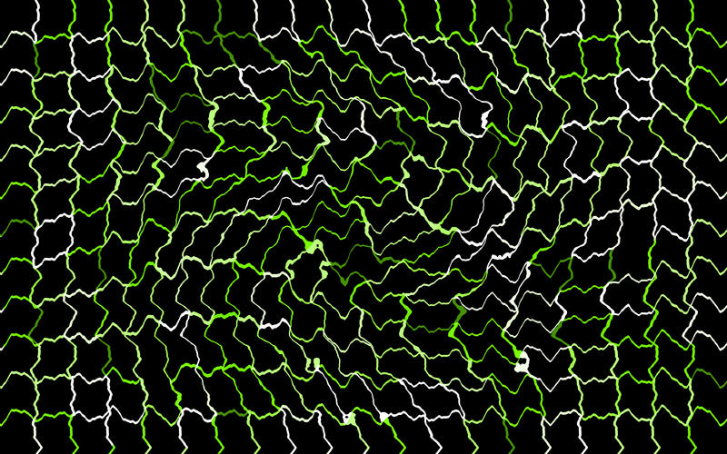 a square grid pattern of random sound wave traces