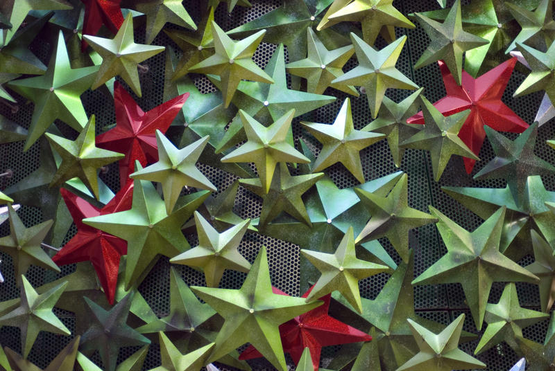 green, red and gold star christmas decorations
