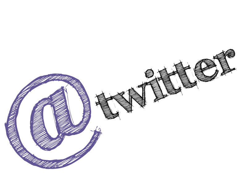 at symbol and twitter in a hand drawn font