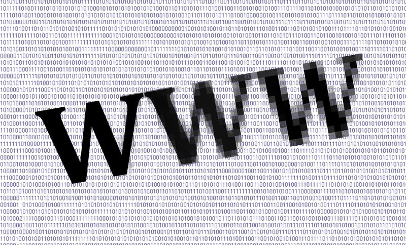 the letters www (world wide web) on a background of 'digital noise'