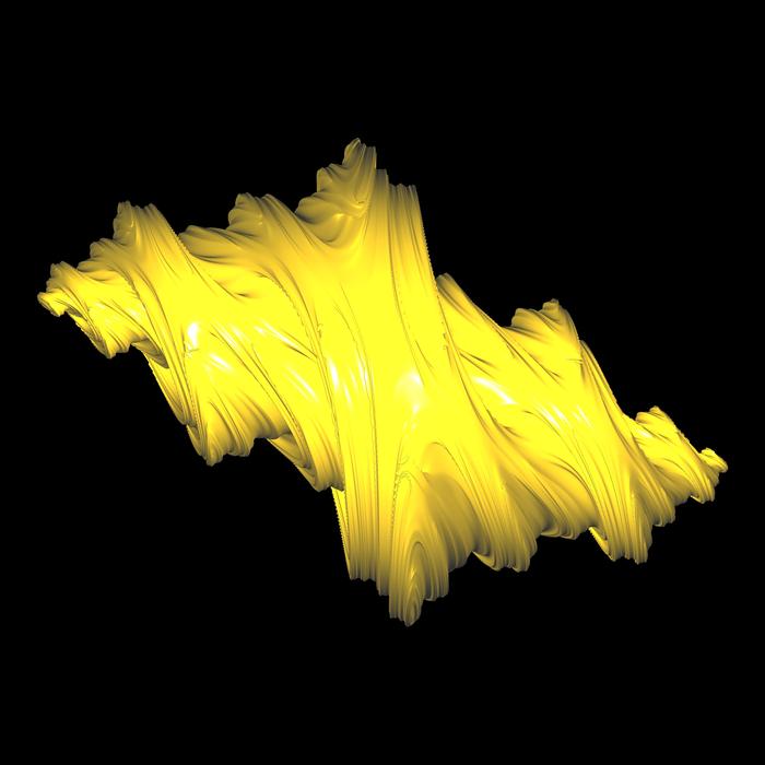 a strange looking yellow 3d fractal rendering